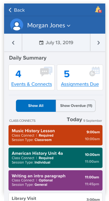 screenshots of the Get Help Now section of the K12 App